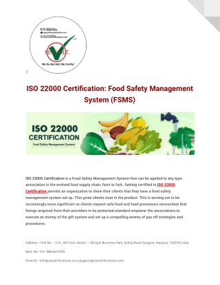 ISO 22000 Certification: Food Safety Management System (FSMS)