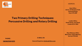 Two Primary Drilling Techniques Percussive Drilling and Rotary Drilling
