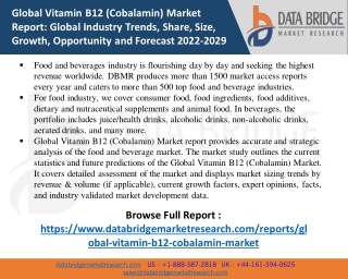 Global Vitamin B12 (Cobalamin) Market 2022 Insight On Share, Application