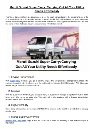 Maruti Suzuki Super Carry_ Carrying Out All Your Utility Needs Effortlessly