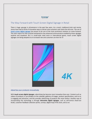 8. The Way Forward With Touch Screen Digital Signage in Retail