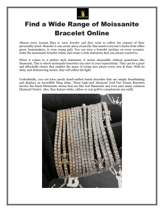 Find a Wide Range of Moissanite Bracelet Online