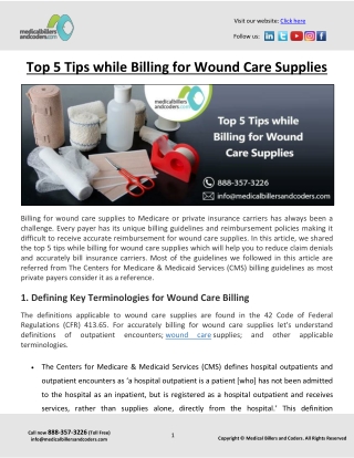 Top 5 Tips while Billing for Wound Care Supplies