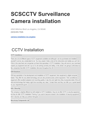 SCSCCTV Surveillance Camera installation