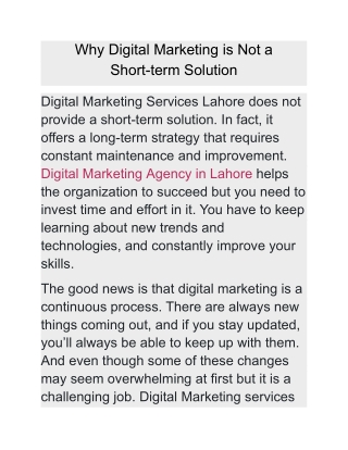 Why Digital Marketing is Not a Short-term Solution
