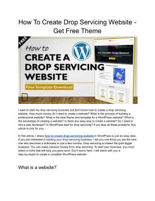 How To Create Drop Servicing Website - Get Free Theme