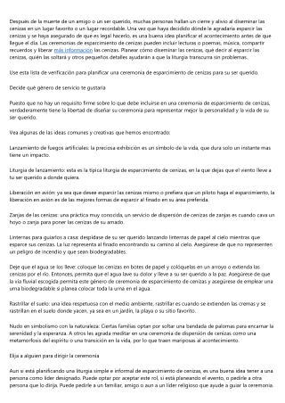 Procedimiento para diseminar las cenizas de un difunto