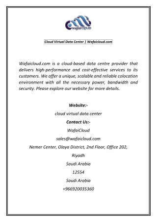 Cloud Virtual Data Center  Wafaicloud