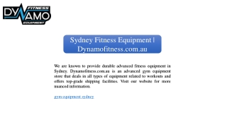 Sydney Fitness Equipment | Dynamofitness.com.au.com.au