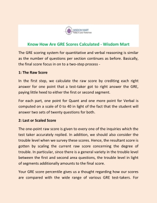 Know How Are GRE Scores Calculated - Wisdom Mart