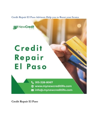 Credit Repair EI Paso Advisors Help you to Boost your Scores