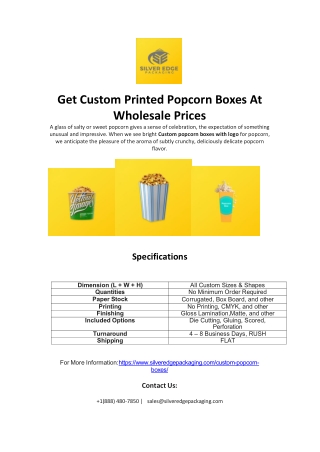 Get Custom Printed Popcorn Boxes At Wholesale Prices