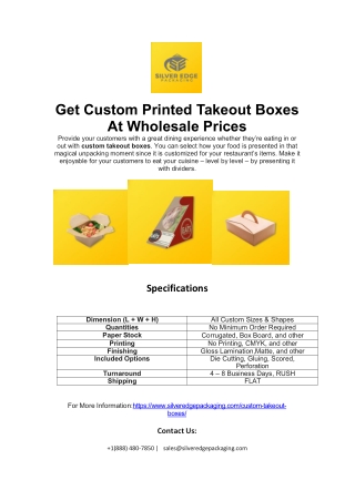 Get Custom Printed Takeout Boxes At Wholesale Prices