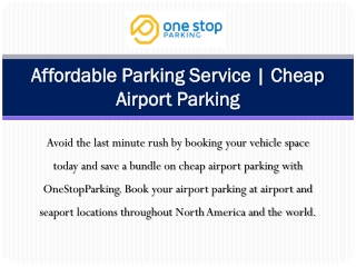 Affordable Parking Service | Cheap Airport Parking