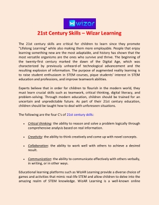 21st Century Skills - Wizar Learning