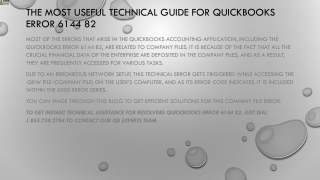 An effective way to resolve QuickBooks error 6144 82