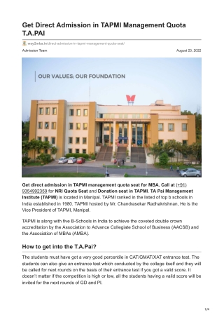 TAPMI management quota seats| Call@ 9354992359| MDI nri quota