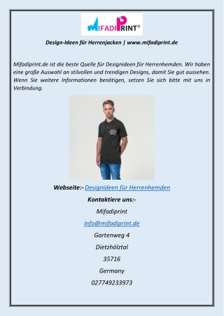 Design-Ideen für Herrenjacken  www.mifadiprint.de