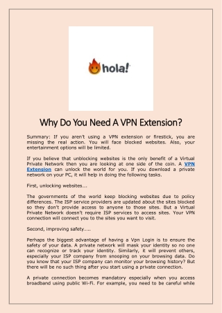 Why Do You Need A VPN Extension