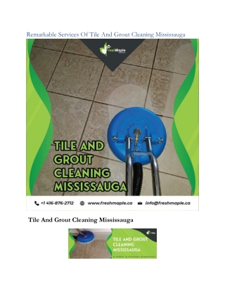 Remarkable Services Of Tile And Grout Cleaning Mississauga