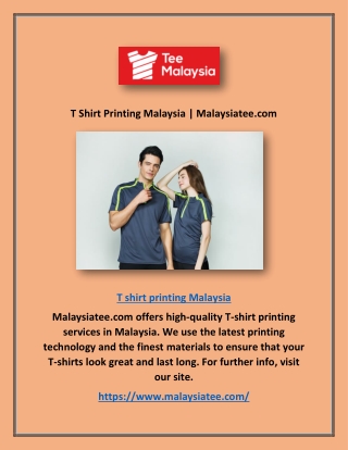 T Shirt Printing Malaysia | Malaysiatee.com