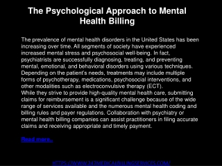 The Psychological Approach to Mental Health Billing