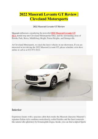 2022 Maserati Levante GT Review