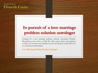 In pursuit of a love marriage problem solution astrologer