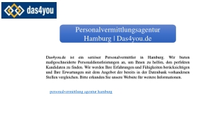 Personalvermittlungsagentur Hamburg | Das4you.de