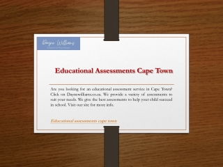 Educational Assessments Cape Town  Daynewilliams.co.za