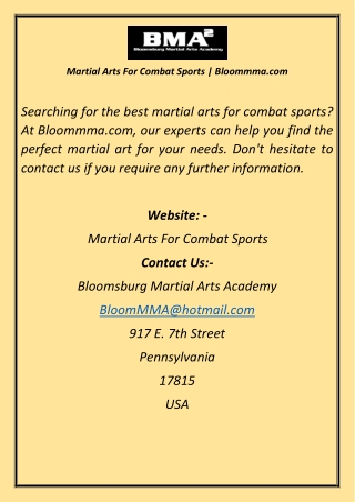 Martial Arts For Combat Sports  Bloommma