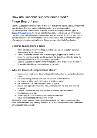 How are Coconut Suppositories Used? | FingerBoard Farm