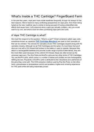 What's Inside a THC Cartridge? FingerBoard Farm