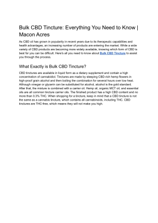 Bulk CBD Tincture: Everything You Need to Know | Macon Acres