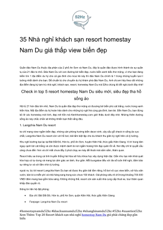 Review Top 10 Homestay Nam Du View Bien Gia Re 52hz