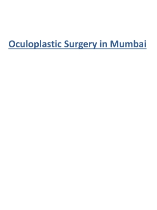 Oculoplastic Surgery in Mumbai