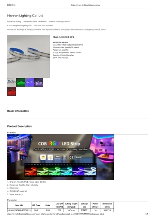 rgb cob led strip light from hanron lighting