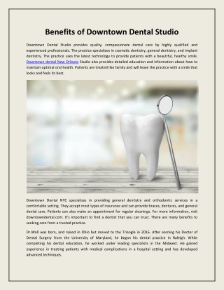 Benefits of Downtown Dental Studio