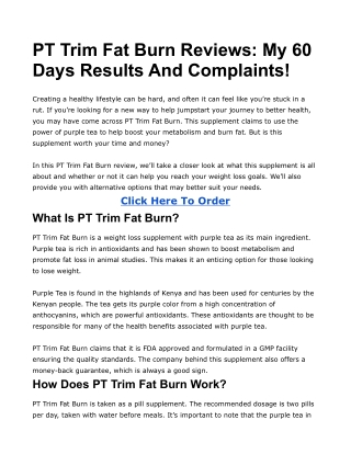 PT Trim Fat Burn Reviews My 60 Days Results And Complaints!