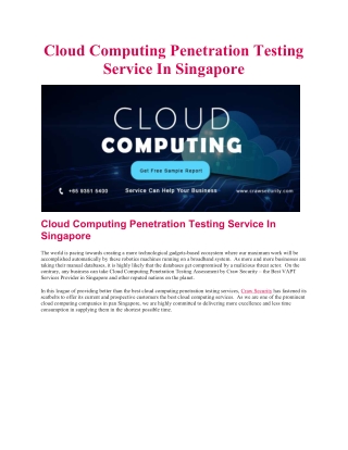 Cloud Computing Penetration Testing Service In Singapore