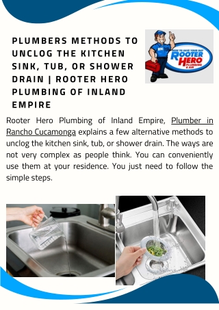 Plumbers Methods To Unclog The Kitchen Sink, Tub, Or Shower Drain | Rooter Hero