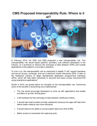 CMS Proposed Interoperability Rule: Where is it at?