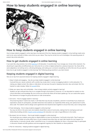 How to keep students engaged in online Learning