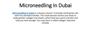 Microneedling In Dubai