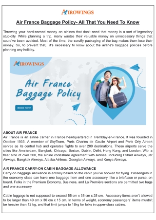 Air France Baggage Policy - All That You Need To Know