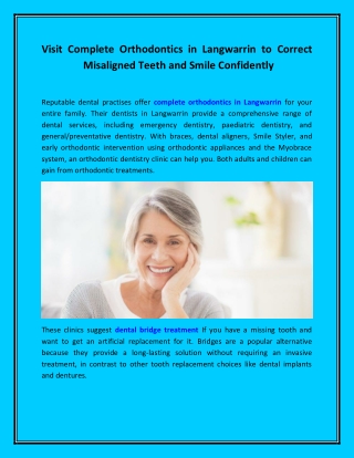 Visit Complete Orthodontics in Langwarrin to Correct Misaligned Teeth and Smile