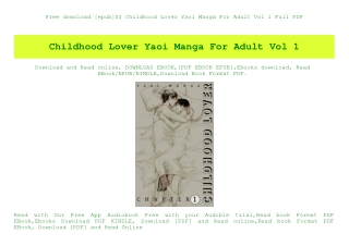 Free download [epub]$$ Childhood Lover Yaoi Manga For Adult Vol 1 Full PDF