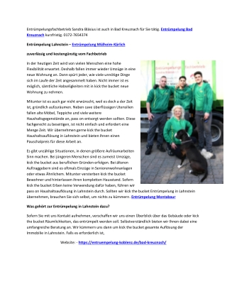 Entrümpelung & Haushaltsauflösung Bad Kreuznach 0172-7654374