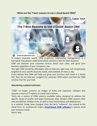 What are the 7 best reasons to use a cloud-based CRM?
