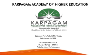 Top College in Coimbatore - Karpagam Academy of Higher Education